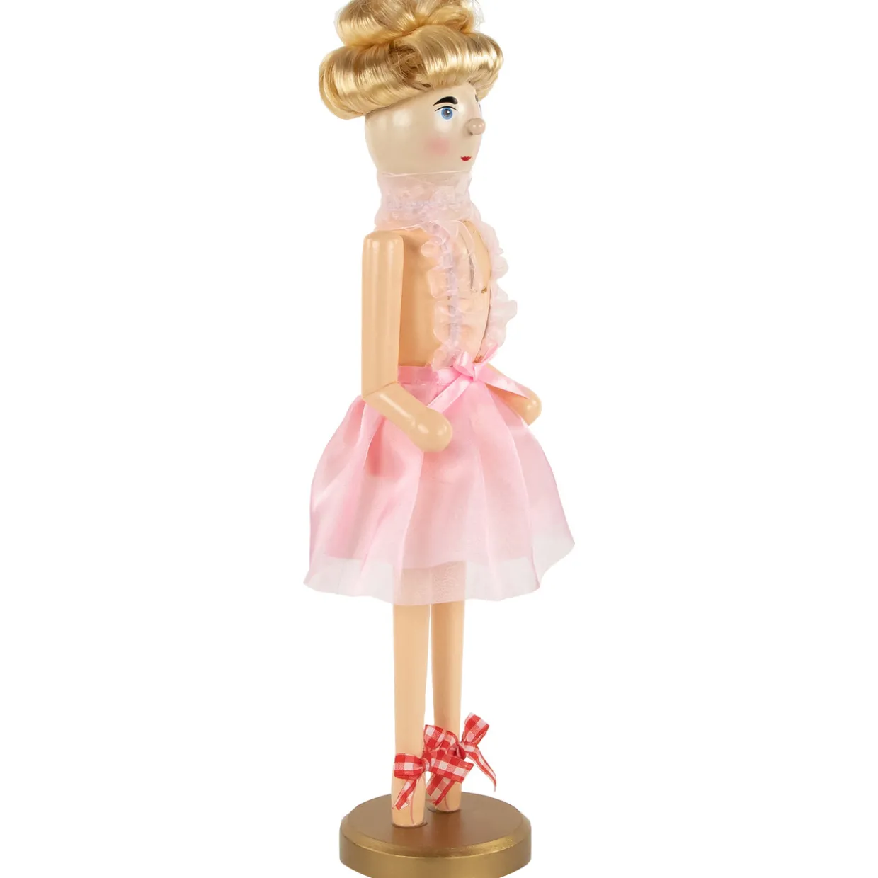 15.5" Pink Tutu Blonde Wooden Ballerina Wooden Christmas Nutcracker