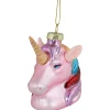 3.5" Pink Unicorn Head with Rainbow Mane Glass Christmas Ornament
