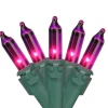 150 Pinkish Purple Chasing 8 Function Mini Christmas Lights - 31.25 ft Green Wire