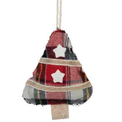 4" Plaid Christmas Tree Shaped Plush Ornament