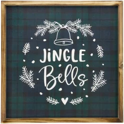 15.75" Plaid 'Jingle Bells' Christmas Wall Sign
