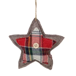 4.5" Plaid Star Shaped Plush Christmas Ornament