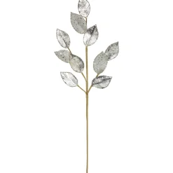 28" Platinum Silver and Icy Glitter Leaves Christmas Spray