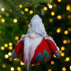 6" Plush Red and Gray Stuffed Christmas Gnome