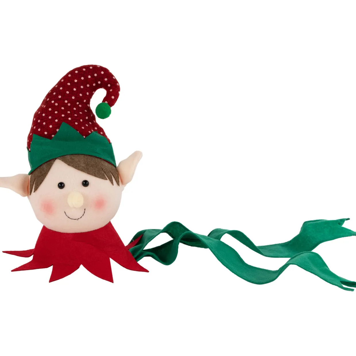 16" Plush Red and Green Elf Christmas Tree Topper, Unlit