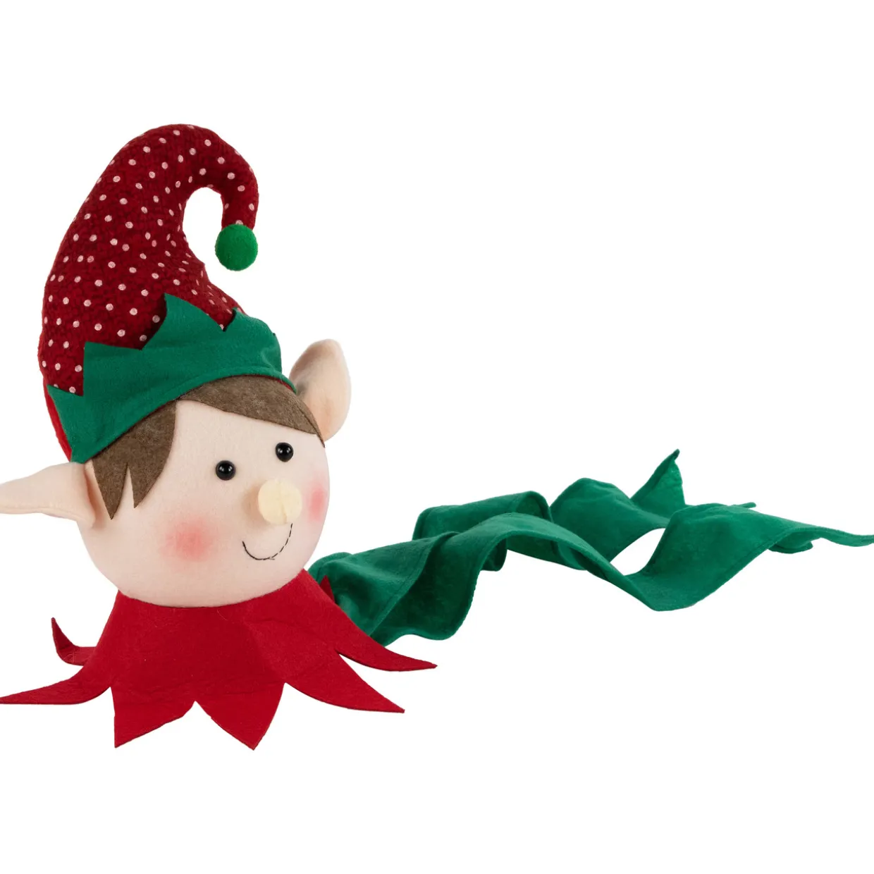 16" Plush Red and Green Elf Christmas Tree Topper, Unlit