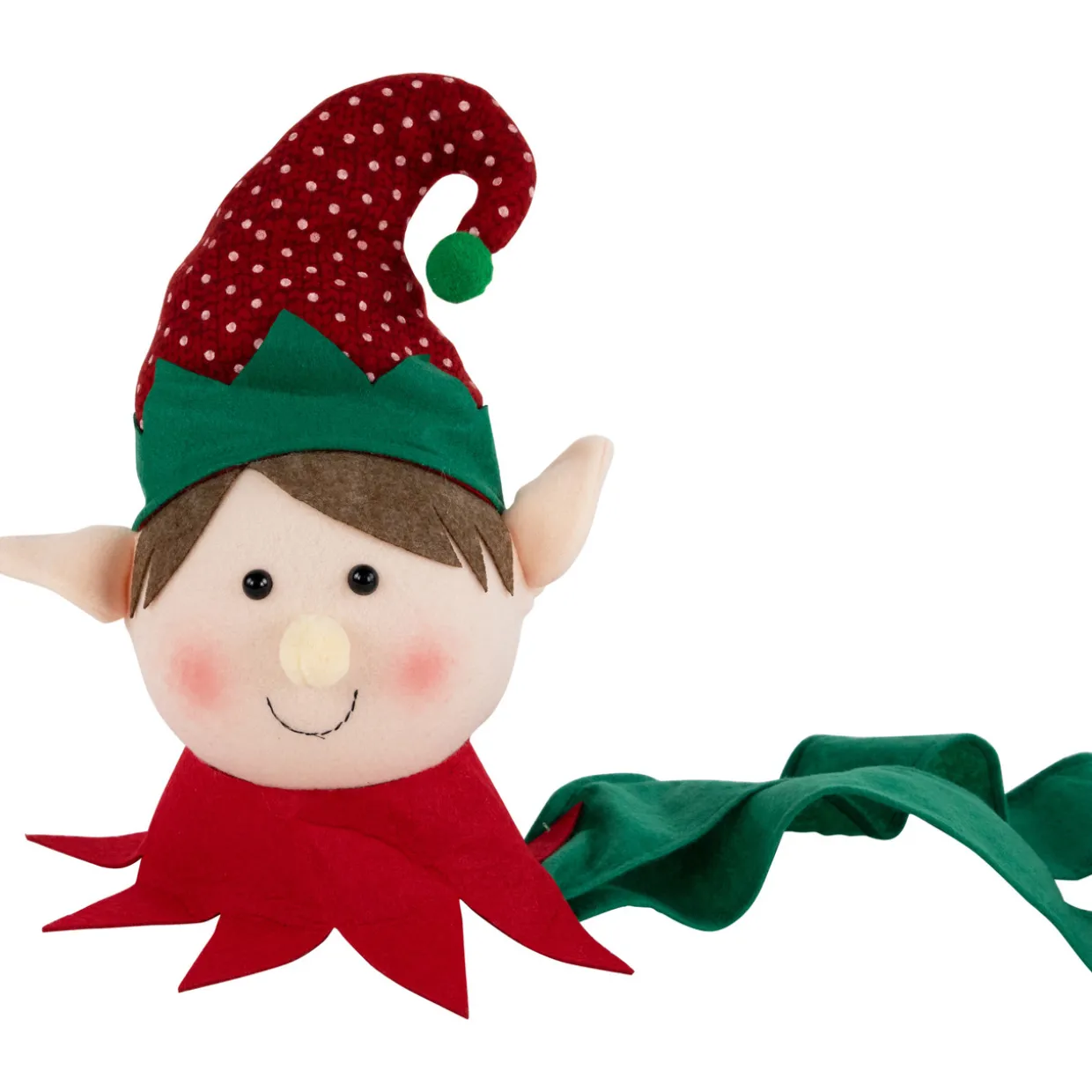 16" Plush Red and Green Elf Christmas Tree Topper, Unlit