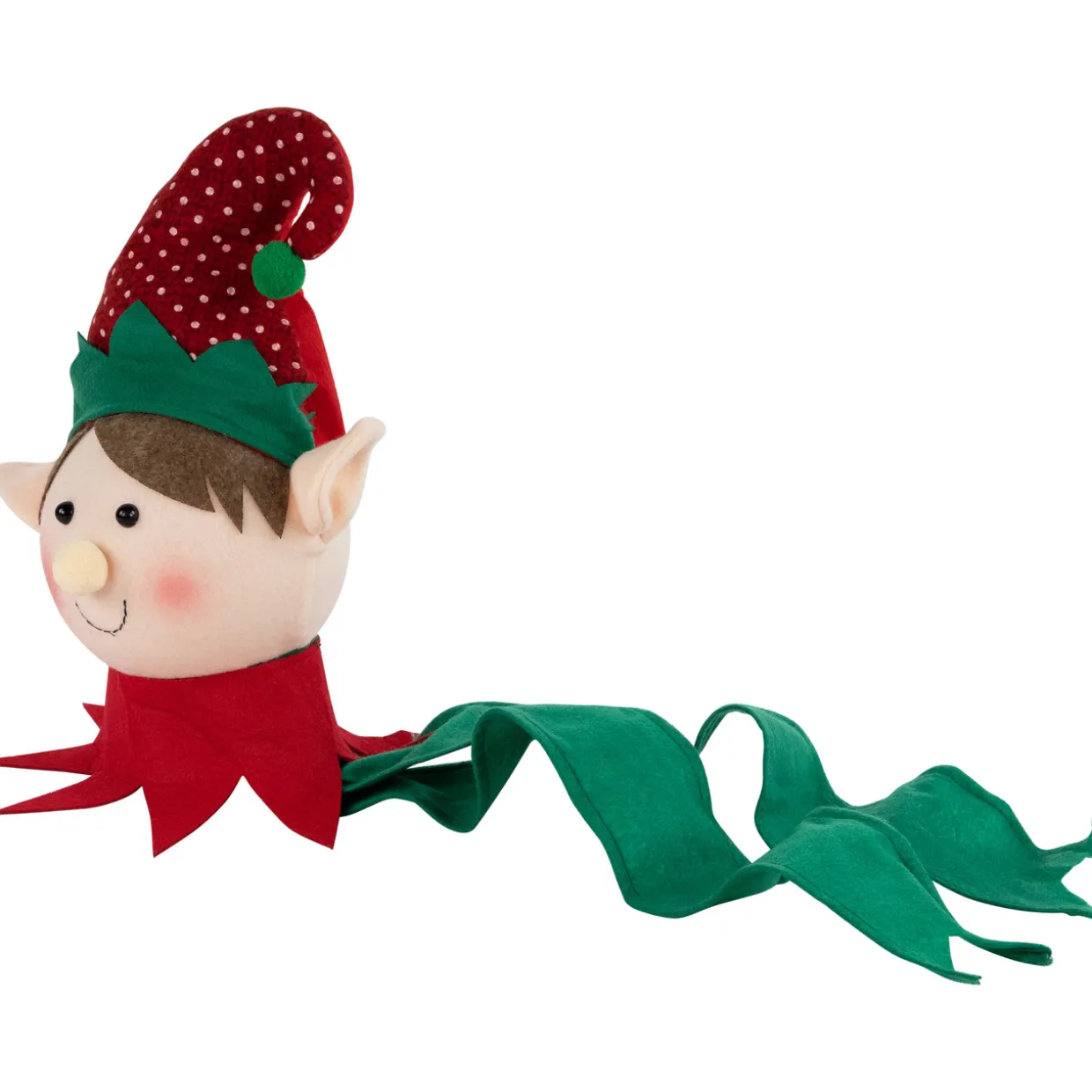 16" Plush Red and Green Elf Christmas Tree Topper, Unlit