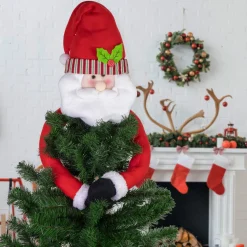 27" Plush Santa Claus Christmas Tree Topper, Unlit