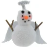 5" Plush White Angel Snowman with Silver Halo Christmas Ornament