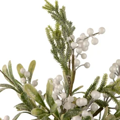 2' Potted White Berry and Frosted Pine Christmas Tree, Unlit