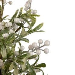 2' Potted White Berry and Frosted Pine Christmas Tree, Unlit