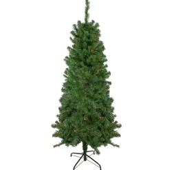 6' Pre-Lit Alberta Pine Slim Artificial Christmas Tree - Multi Lights
