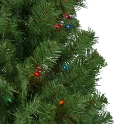 6' Pre-Lit Alberta Pine Slim Artificial Christmas Tree - Multi Lights