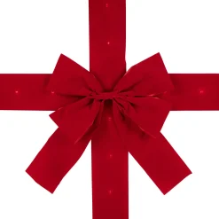 14' Pre-Lit Battery Operated Red Velvet Christmas Door Bow