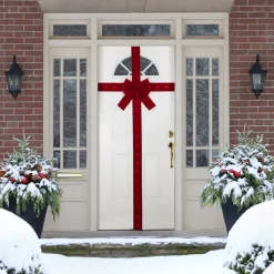 14' Pre-Lit Battery Operated Red Velvet Christmas Door Bow