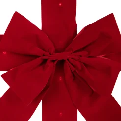 14' Pre-Lit Battery Operated Red Velvet Christmas Door Bow