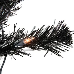 4' Pre-Lit Black Artificial Tinsel Christmas Tree, Clear Lights
