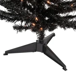 4' Pre-Lit Black Artificial Tinsel Christmas Tree, Clear Lights