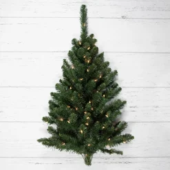 3' Pre-Lit Buffalo Fir Artificial Christmas Wall or Door Tree, Clear AlwaysLit Lights