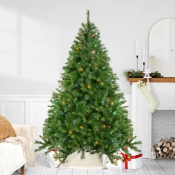 7.5' Pre-Lit Chatham Pine Artificial Christmas Tree, Multi-Color Lights