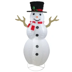 6' Pre-Lit Chenille Swirl Large Snowman with Top Hat Christmas Outdoor Decoration