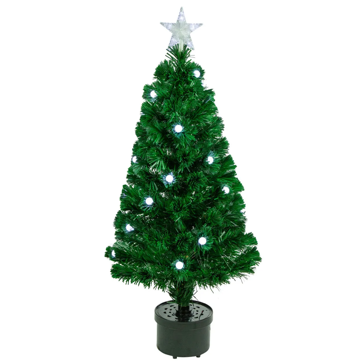 3' Pre-Lit Color Changing Fiber Optic Artificial Christmas Tree with Balls