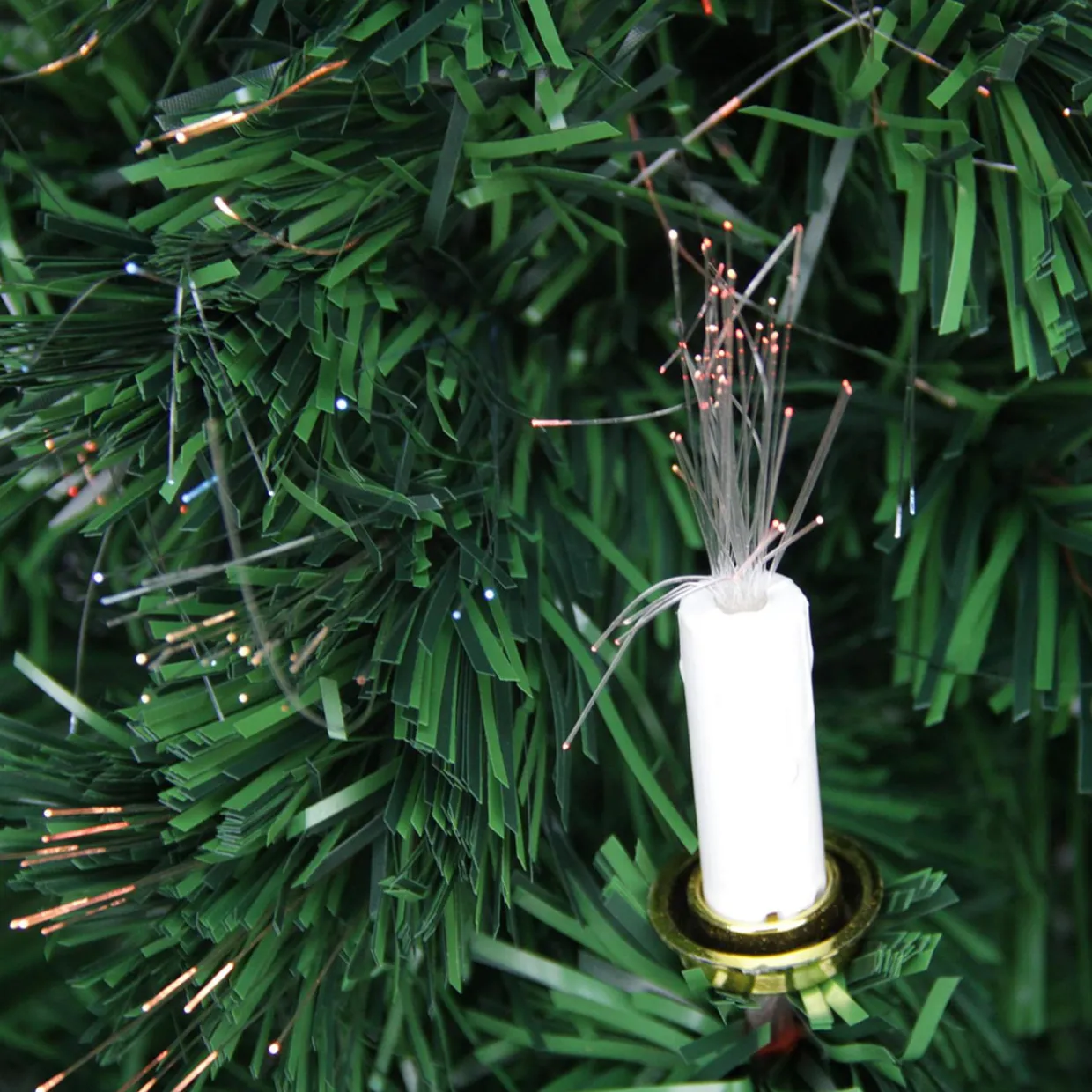 4' Pre-Lit Fiber Optic Artificial Christmas Tree with Candles - Multi Lights