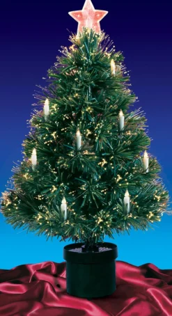 4' Pre-Lit Fiber Optic Artificial Christmas Tree with Candles - Multi Lights