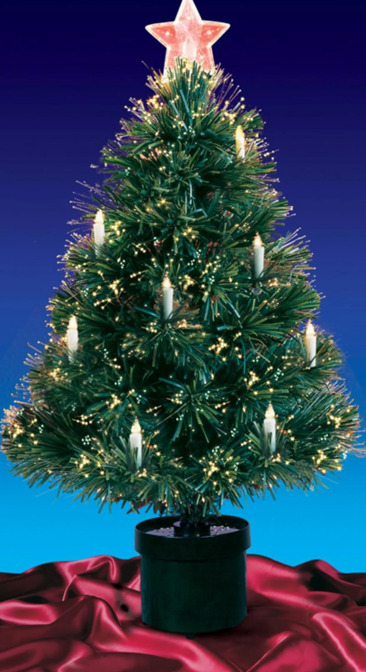 4' Pre-Lit Fiber Optic Artificial Christmas Tree with Candles - Multi Lights