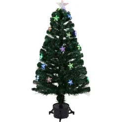 3' Pre-Lit Fiber Optic Artificial Christmas Tree with Stars