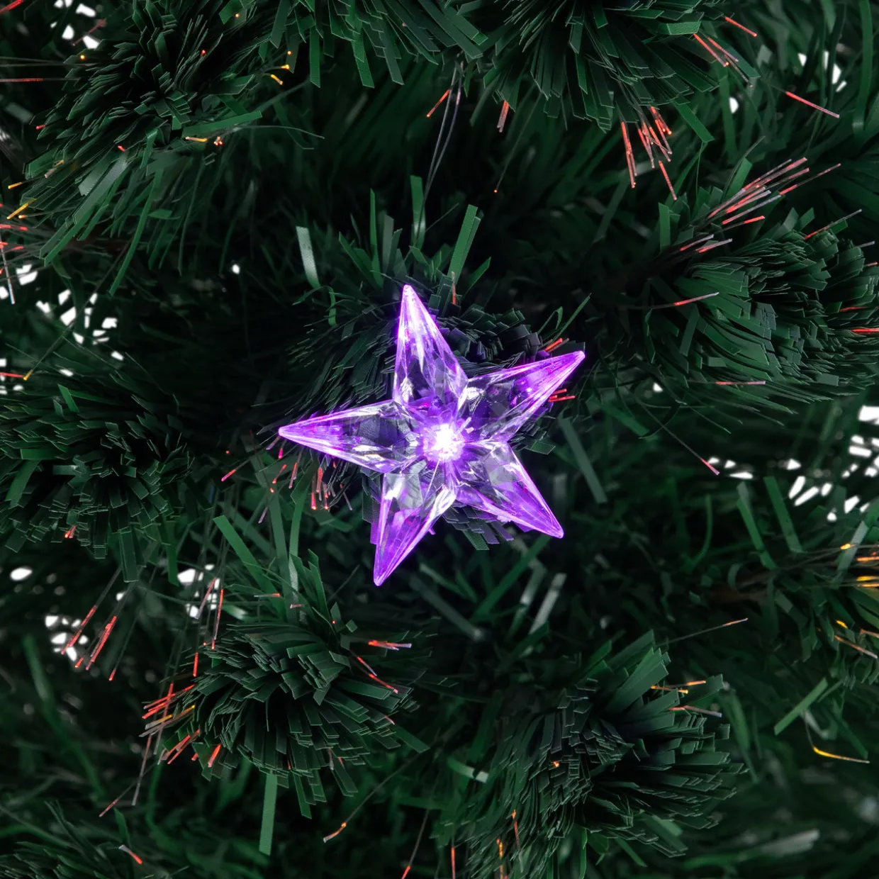 3' Pre-Lit Fiber Optic Artificial Christmas Tree with Stars