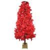 4' Pre-Lit Fiber Optic Color Changing Red Poinsettia Christmas Tree