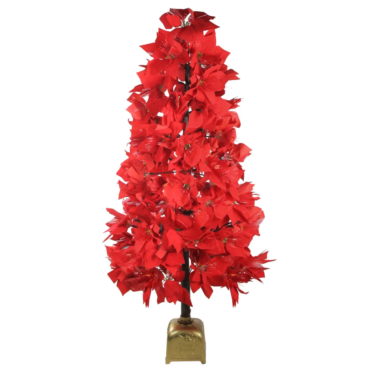 4' Pre-Lit Fiber Optic Color Changing Red Poinsettia Christmas Tree
