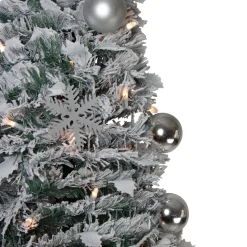 6' Pre-Lit Flocked Pre-Decorated Pop-Up Artificial Christmas Tree