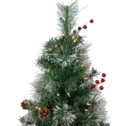 4' Pre-Lit Frosted Carolina Berry Spruce Artificial Christmas Tree, Clear Lights