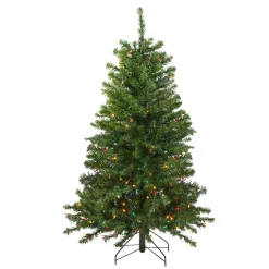 4' Pre-Lit Full Canadian Pine Artificial Christmas Tree, Multicolor Lights