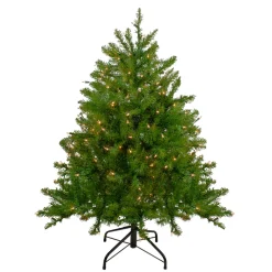 4' Pre-Lit Full Northern Pine Artificial Christmas Tree, Clear Lights