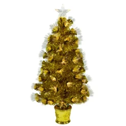 3' Pre-Lit Gold Fiber Optic Artificial Christmas Tree, White Lights