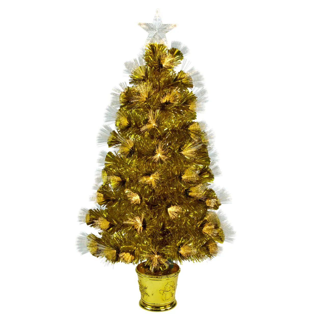 3' Pre-Lit Gold Fiber Optic Artificial Christmas Tree, White Lights