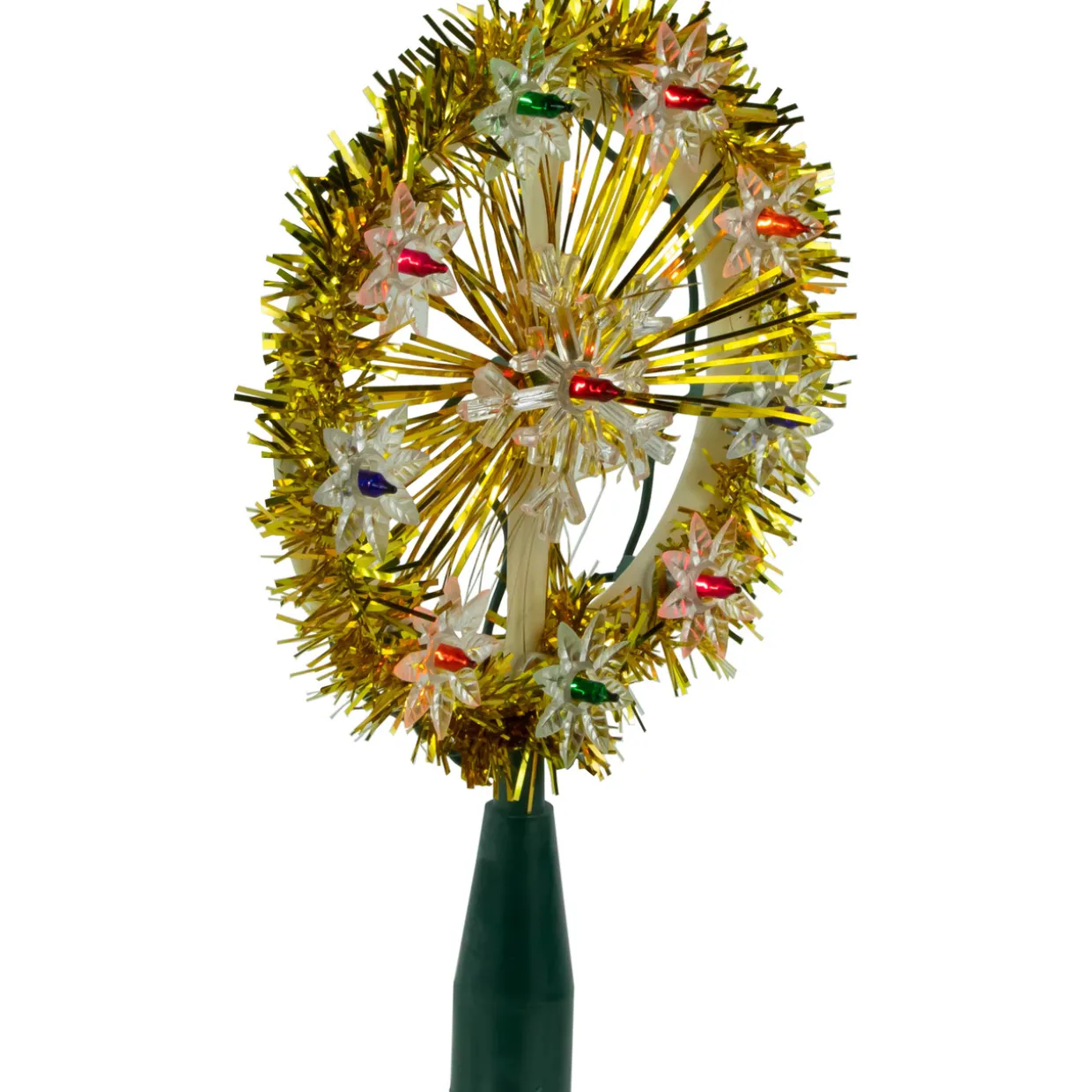 7" Pre-Lit Gold Snowflake Starburst Christmas Tree Topper - Clear Lights