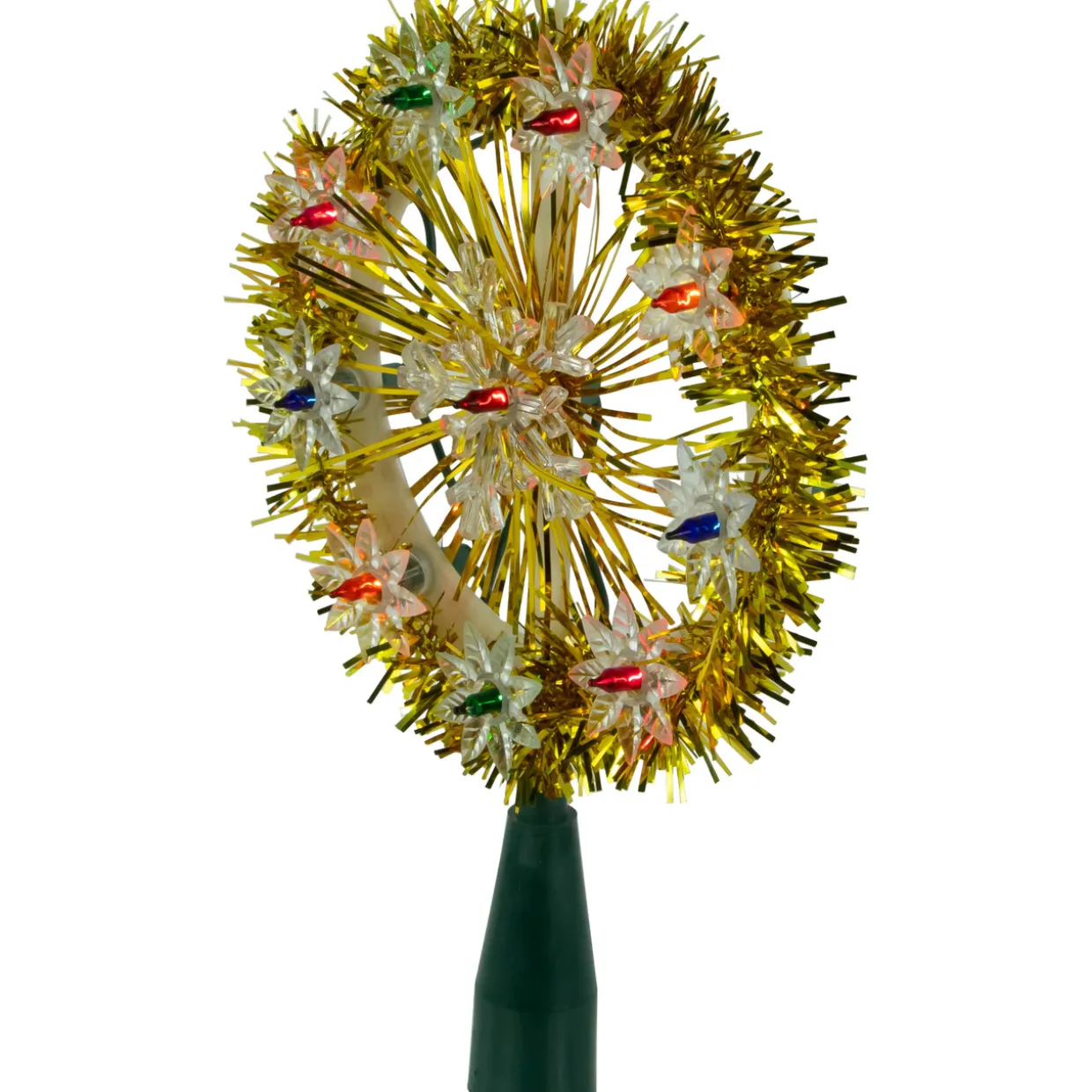 7" Pre-Lit Gold Snowflake Starburst Christmas Tree Topper - Clear Lights