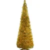 6' Pre-Lit Gold Tinsel Pop-Up Artificial Christmas Tree, Clear Lights