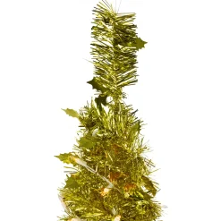 6' Pre-Lit Gold Tinsel Pop-Up Artificial Christmas Tree, Clear Lights