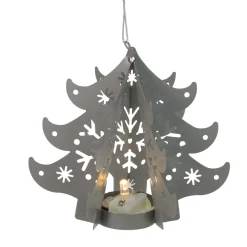 4.5" Prelit Gray Cut Out Tree Christmas Ornament