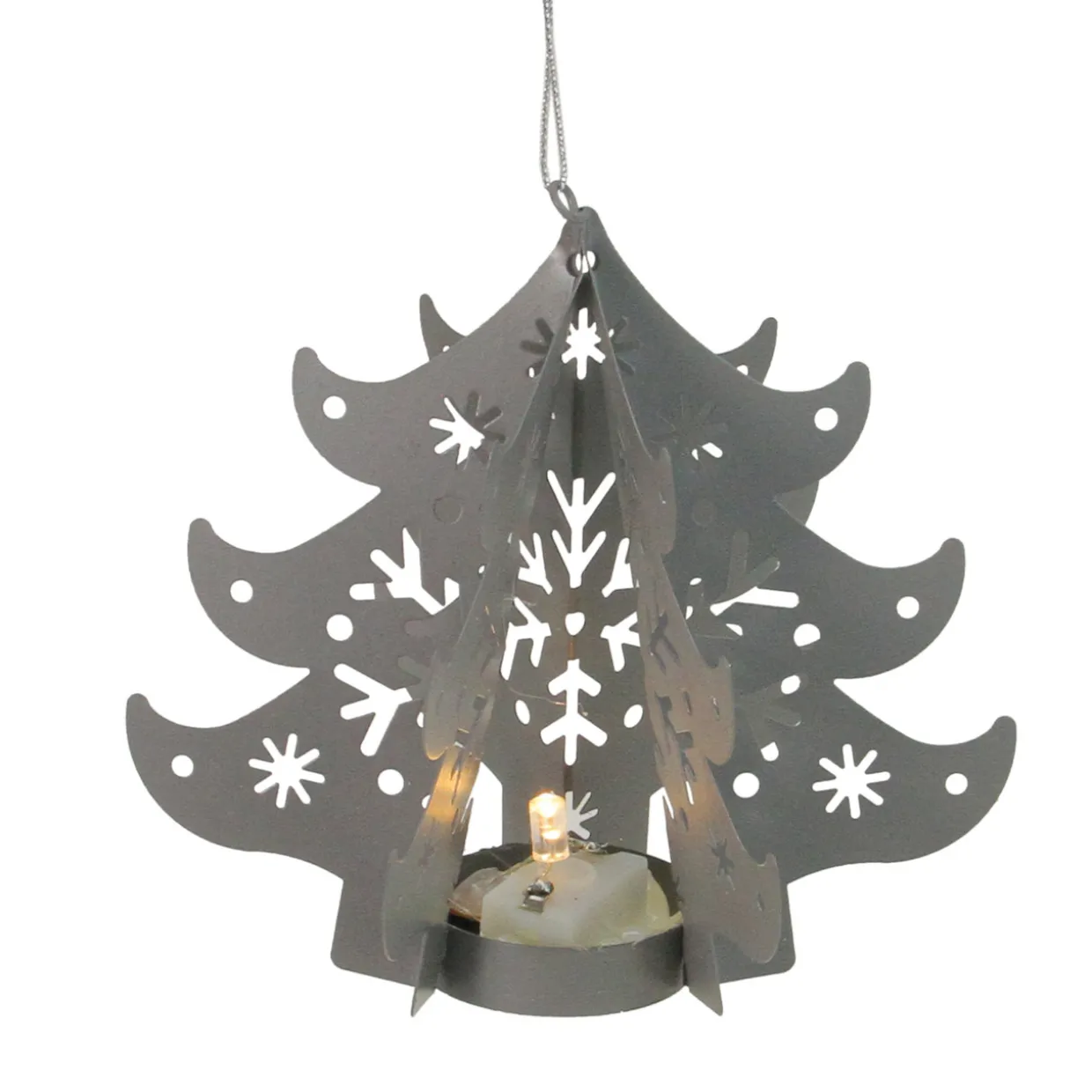 4.5" Prelit Gray Cut Out Tree Christmas Ornament