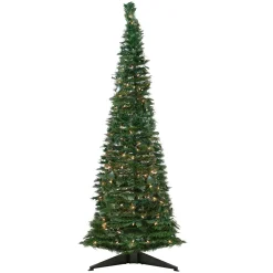 6' Pre-Lit Green Holly Leaf Pop-Up Artificial Christmas Tree - Clear Lights