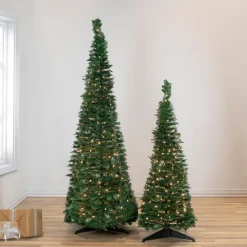 6' Pre-Lit Green Holly Leaf Pop-Up Artificial Christmas Tree - Clear Lights