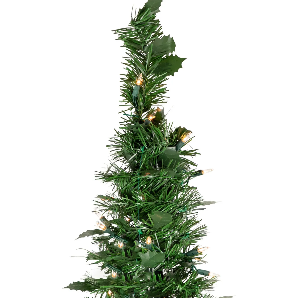 6' Pre-Lit Green Holly Leaf Pop-Up Artificial Christmas Tree - Clear Lights