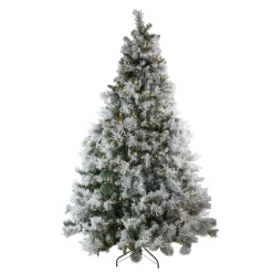 7.5' Pre-Lit LED Lights Flocked Victoria Pine Artificial Christmas Tree - Multicolor Light Options